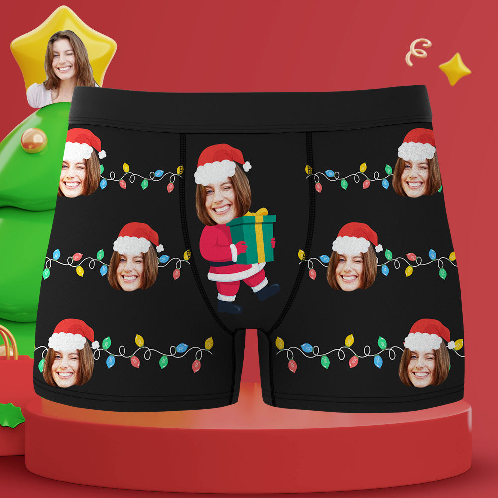 Santa Hat Custom Face Couple Brief for Men Women Personalized Christmas  Birthday Valentine Gift Face Couple Underwear for Her Him 