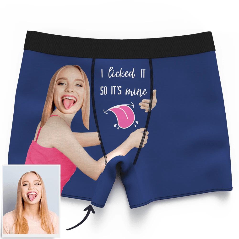 Put Your Face on His Undies: I Licked It Personalized Boxer Briefs