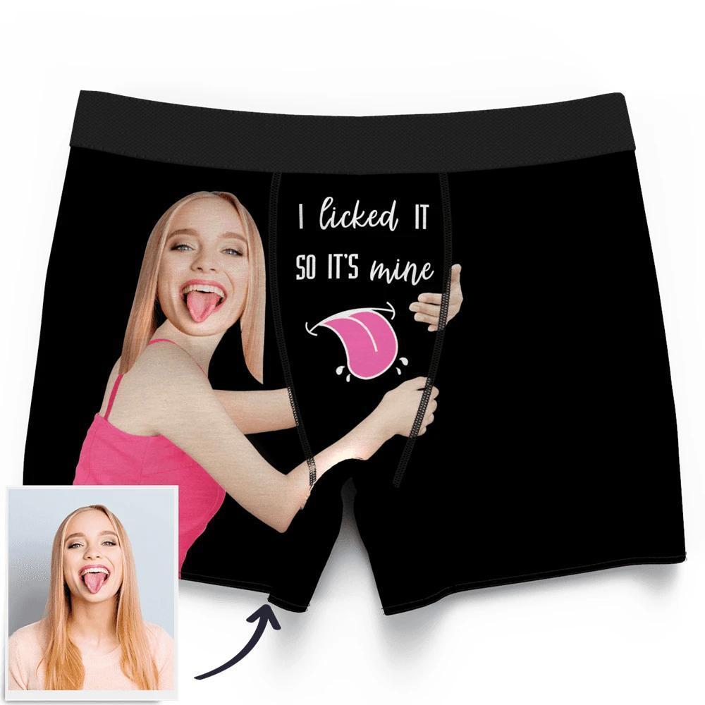 MyPupSocks Custom Face Underwear for Men I Licked so It's Mine Heart  Personalized Face Boxers for Men XS at  Men's Clothing store