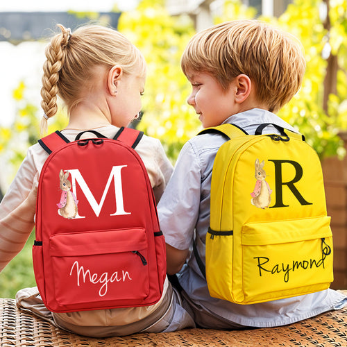 Personalized Kid Backpack Personalised Name Initial Backpack with Rabbit Design Girls Boys Kids School Bag Back to School Gifts