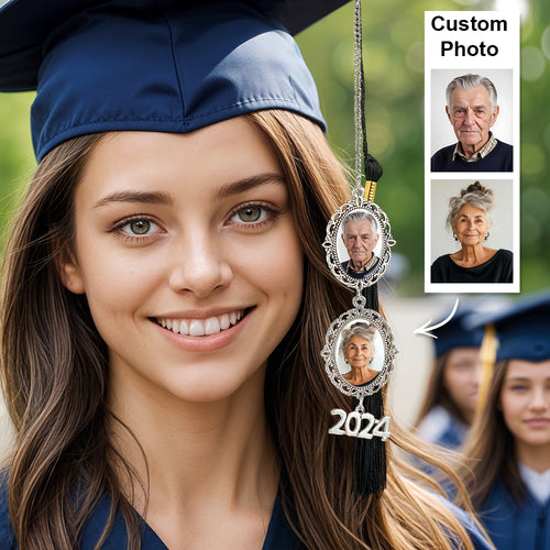 Personalized Graduation Photo Memorial Tassel Charm 2024 Grad Cap Graduation Gift