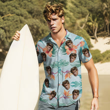 Custom Funny Face Leaves Hawaiian Shirt Flamingo Hawaiian Shirt For Dad - SantaSocks