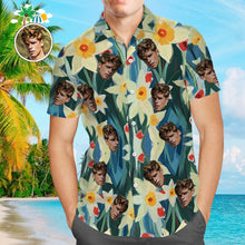Custom Funny Face Leaves Hawaiian Shirt Flamingo Hawaiian Shirt For Men - SantaSocks
