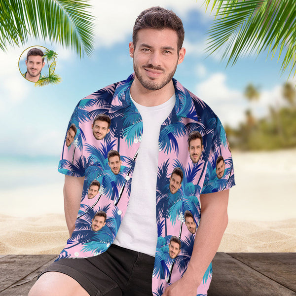 Custom Mens Face Holiday Coconut Tree  Hawaiian Shirt Face Hawaiian Shirt