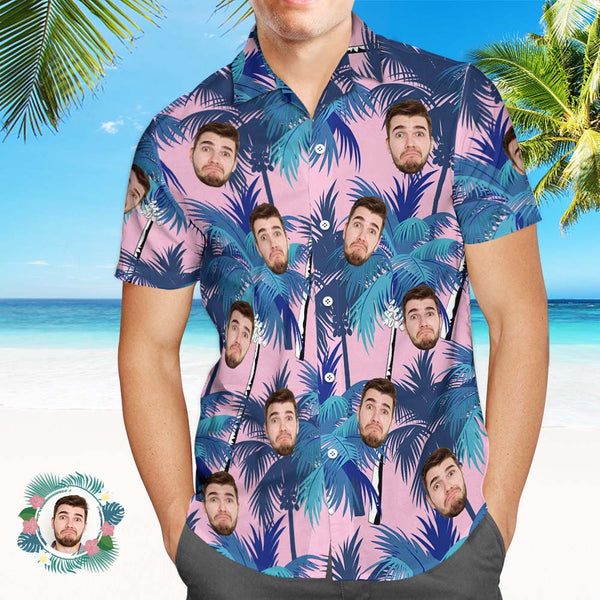 Custom Mens Face Holiday Coconut Tree  Hawaiian Shirt Face Hawaiian Shirt