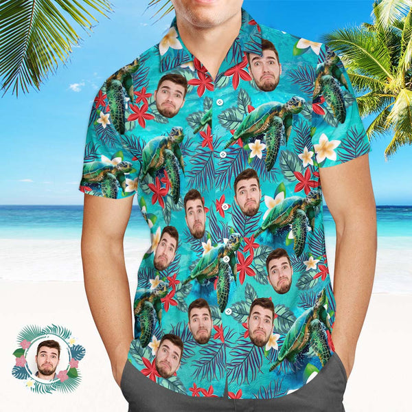 Custom Men Face Hawaiian Shirt Sea Turtle Hawaiian Shirt For Men