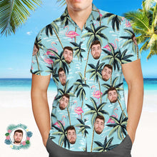 Custom Men Face Hawaiian Shirt Flamingo Beach Shirt Holiady Hawaiian Shirt