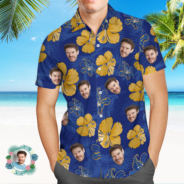 Custom Hawaiian Shirts Colorful Leaves Aloha Beach Shirt Blue - SantaSocks