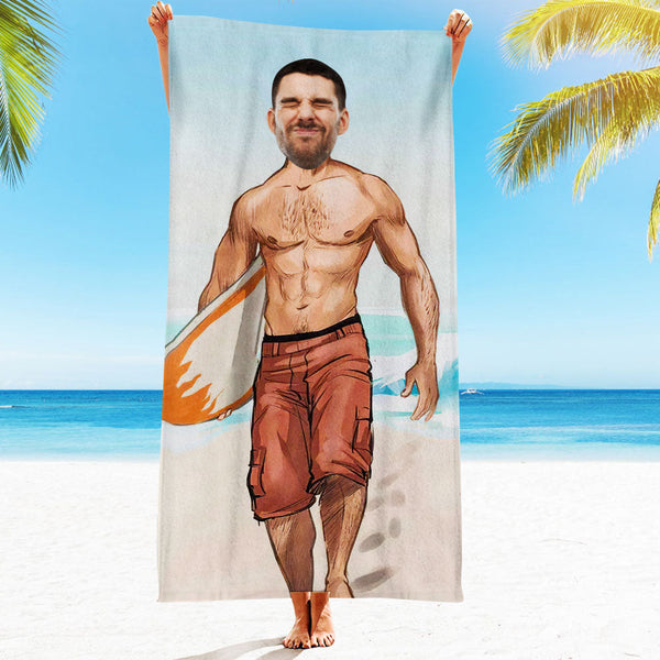 Personalized Face Beach Towel Personalized Sexy Mermaid Beach Towel Funny Gift for Him