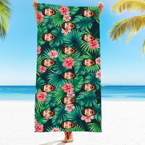 Custom Face Beach Towel Custom Hawaiian Style Beach Towel Funny Gift Ideas