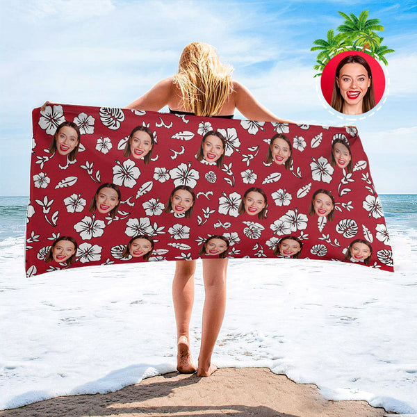 Custom Face Beach Towel Custom Hawaiian Style Beach Towel Funny Gift For Her