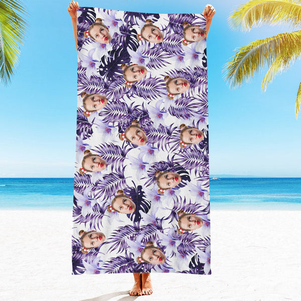 Custom Face Beach Towel Custom Hawaiian Style Beach Towel Funny Gift For Her