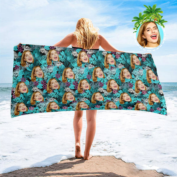 Custom Face Beach Towel Custom Hawaiian Style Beach Towel Funny Gift