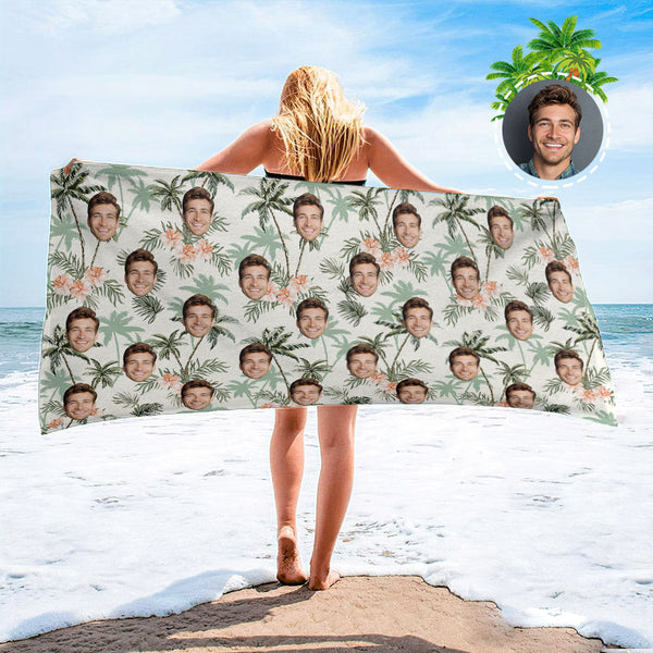 Personalized Face Beach Towel Custom Hawaiian Style Beach Towel Funny Gift