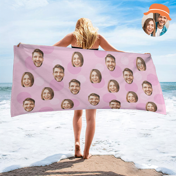 Personalized Face Beach Towel Custom Beach Towel Funny Gift Pink