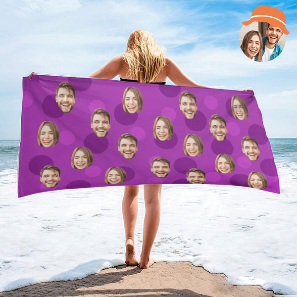 Personalized Face Beach Towel Custom Beach Towel Funny Gift Light Blue