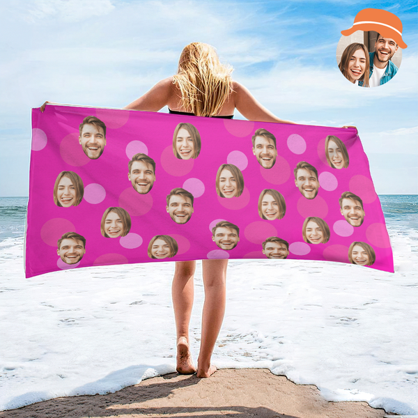Personalized Face Beach Towel Custom Beach Towel Funny Gift Light Blue