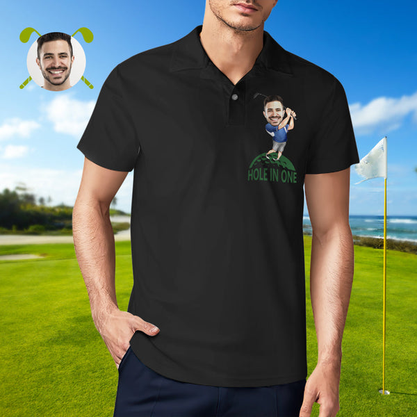 Custom Face Polo Shirt Personalized Funny Hole In One Custom Photo Golf Shirts in Your Choice of Skin Tone