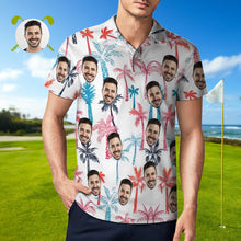 Custom Men's  Hawaiian Face Polo Shirt Multicolor Coconut Tree Polo Shirt