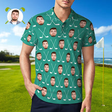 Custom Mens Funny Polo Shirts Mens Personalized Photo Shirts Multiple Faces and Golf Clubs Polo Shirts