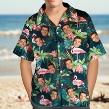 Custom Face Shirt Men's Hawaiian Shirt Flamingo Flower