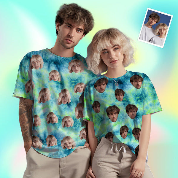 Custom Face Men's T-shirt Personalized Photo Funny Tie Dye T-shirt Gift For Men