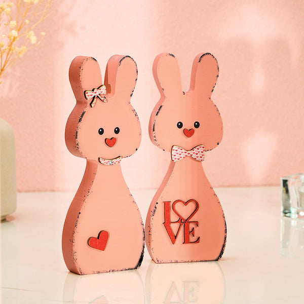 Wooden Couple Rabbit Home Decor Valentine's Day Gift for Couple - SantaSocks