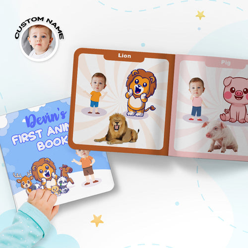 Baby's First Animal Book Custom Name and Face Gifts for Baby - Get Photo Blanket