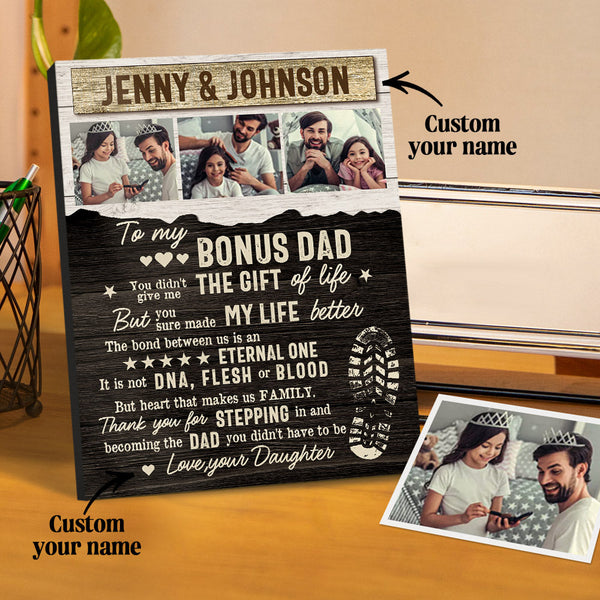 Personalized Desktop Picture Frame Custom Bonus Dad Sign Father's Day Gift - SantaSocks
