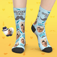 Custom Face Socks Add Pictures and Name I Love Dad Socks