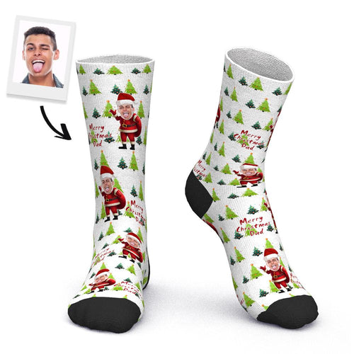 Custom Photo Socks Merry Christmas Dad Holiday Gifts