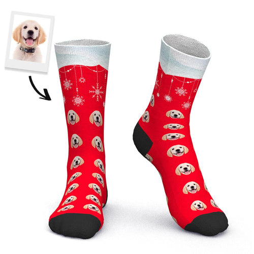 Custom Photo Socks Snowflake Pet Theme Christmas Gift
